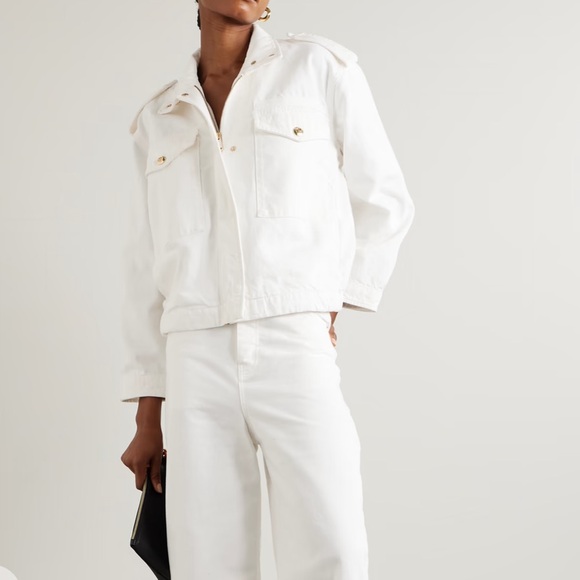 NEW NWT Anine Bing Audrey cotton-blend drill jacket in Ivory size L - Picture 6 of 15
